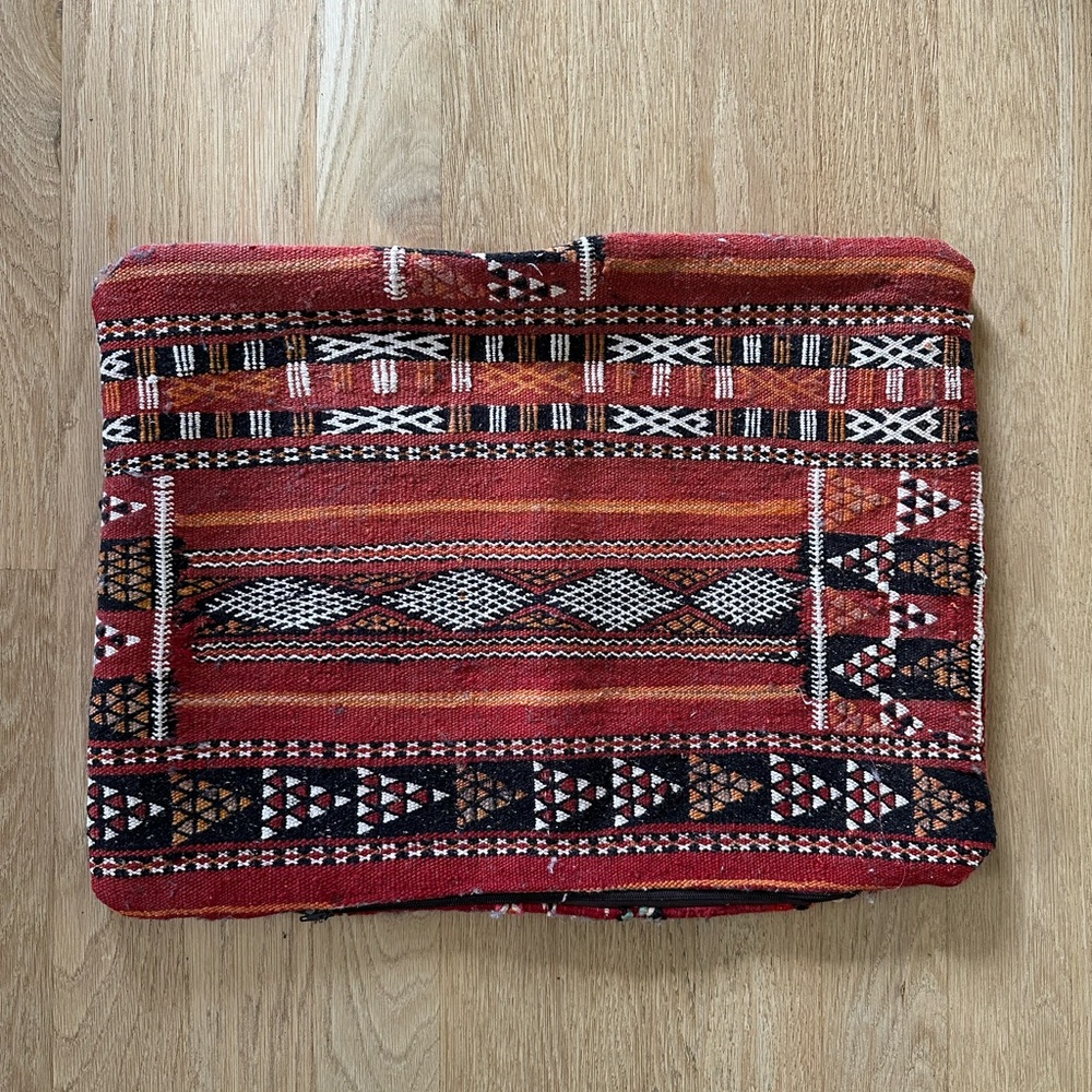 Moroccan Red and Black Patterned Throw Pillow Cover